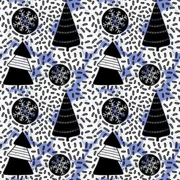 Cartoon Christmas tree seamless pattern for wrapping paper and fabrics 스톡 일러스트