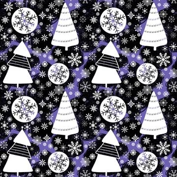 Cartoon Christmas tree seamless pattern for wrapping paper and fabrics Stock Illustration