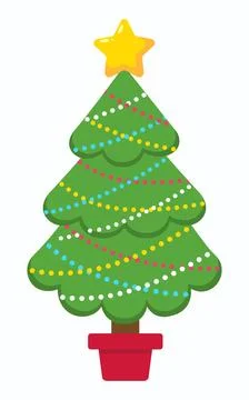 Cartoon Christmas tree. Vector illustration Illustrazione stock