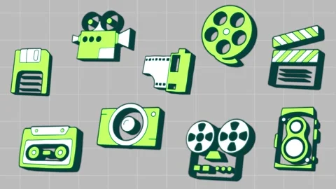 Cartoon Cinema Icon After Effects stock