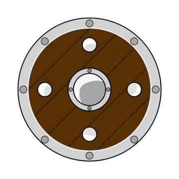 Cartoon Circle Shield isolated on white background. Knight Equipment. Vector. イラスト素材