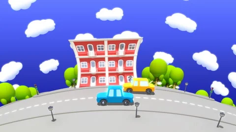 Cartoon city Stock Footage 55650944