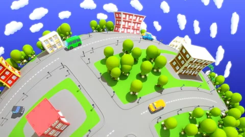 Cartoon city Stock Footage 55651020