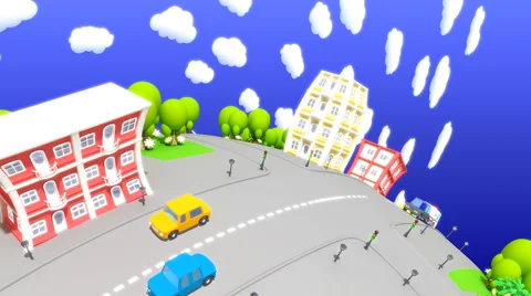 Cartoon city Stock Footage 55651055