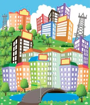 Cartoon City Stock Illustration