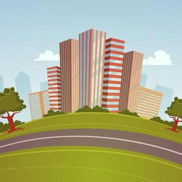 Cartoon Cityscape Stock Illustration