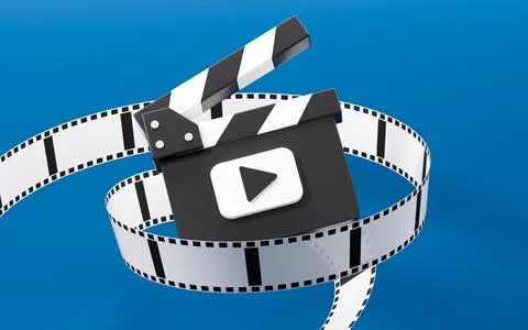 Cartoon clapper board model, 3d rendering. Stock Illustration