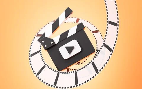 Cartoon clapper board model, 3d rendering. 스톡 일러스트
