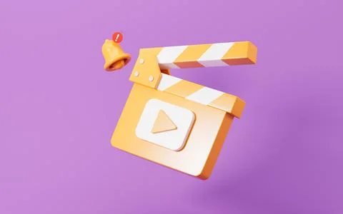 Cartoon clapper board model, 3d rendering. Stock Illustration
