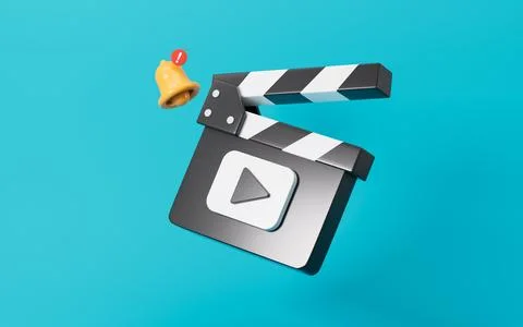 Cartoon clapper board model, 3d rendering. Stock Illustration