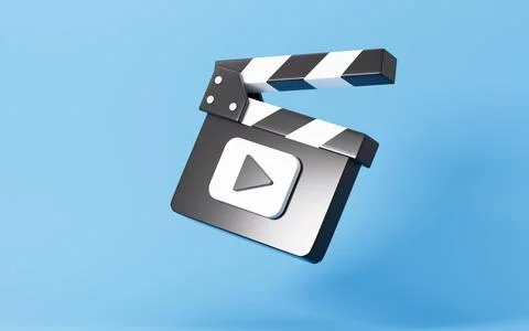 Cartoon clapper board model, 3d rendering. 스톡 일러스트