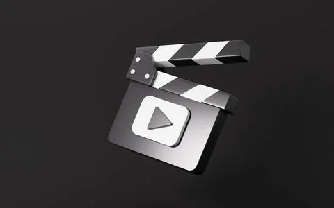 Cartoon clapper board model, 3d rendering. Stock Illustration