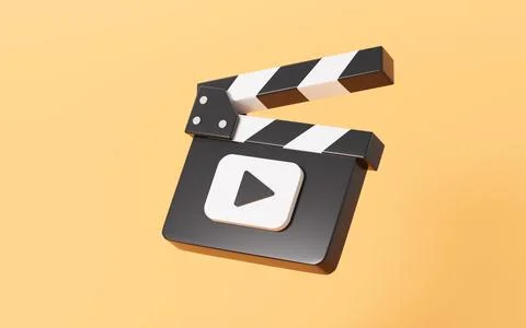 Cartoon clapper board model, 3d rendering. 스톡 일러스트
