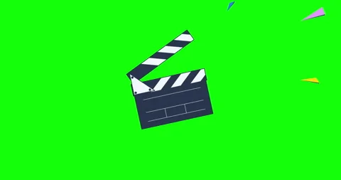 Cartoon clapperboard. Green screen background.  4K stop motion animation Stock Footage 326990811