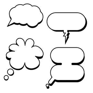 Cartoon classic speech bubbles vector.Comic bubbles with empty dialog Illustrazione stock