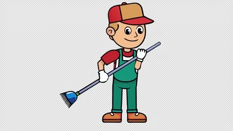 Cartoon Cleaner Boy Stock Footage 322598136