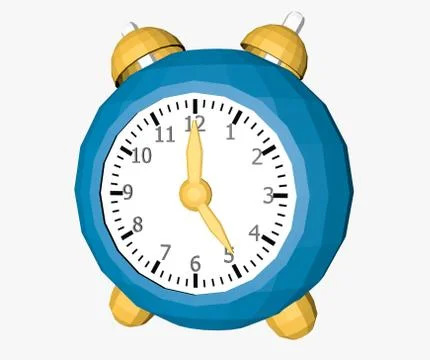 Cartoon clock low poly style Stock Illustration
