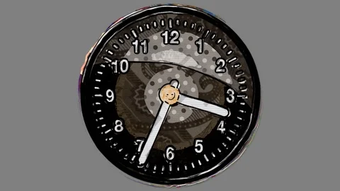 Cartoon Clock spinning 24 hours in Stop Motion Alpha Channel Stock Footage 116148009