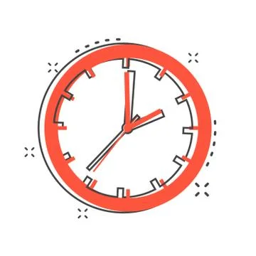 Cartoon clock timer icon in comic style. Time sign illustration pictogram. Wa Stock Illustration