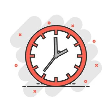 Cartoon clock timer icon in comic style. Time sign illustration pictogram. Wa Stock-Illustration