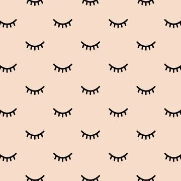 Cartoon Close Eyelashes Pattern Background Stock Illustration