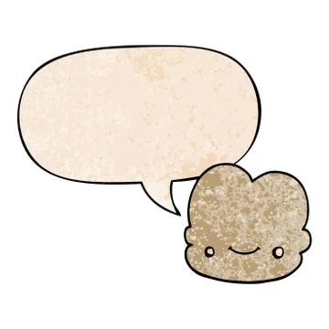 Cartoon cloud and speech bubble in retro texture style Stock Illustration