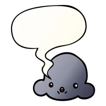 Cartoon cloud and speech bubble in smooth gradient style Stock Illustration