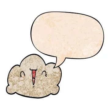 Cartoon cloud and speech bubble in retro texture style Stock Illustration