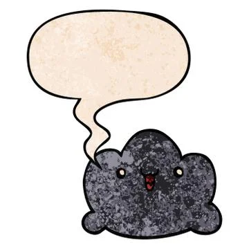 Cartoon cloud and speech bubble in retro texture style Stock Illustration