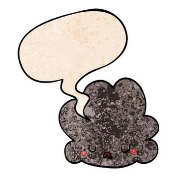Cartoon cloud and speech bubble in retro texture style Illustrazione stock