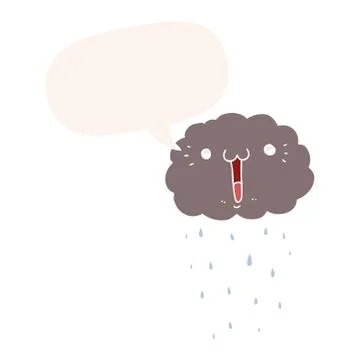 Cartoon cloud and speech bubble in retro style Stock Illustration