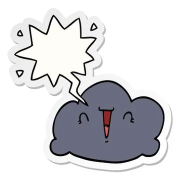 Cartoon cloud and speech bubble sticker Illustrazione stock