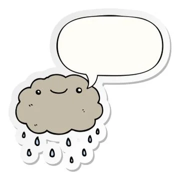 Cartoon cloud and speech bubble sticker 스톡 일러스트