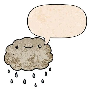 Cartoon cloud and speech bubble in retro texture style Stock Illustration