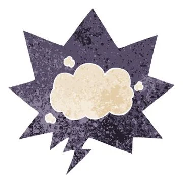 Cartoon cloud and speech bubble in retro textured style Stock Illustration