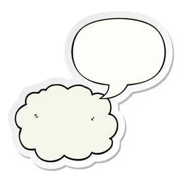 Cartoon cloud and speech bubble sticker Stock Illustration