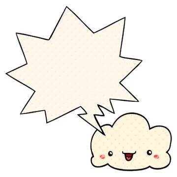 Cartoon cloud and speech bubble in comic book style Stock Illustration
