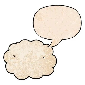 Cartoon cloud and speech bubble in retro texture style Stock Illustration