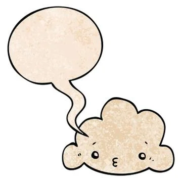 Cartoon cloud and speech bubble in retro texture style Stock Illustration