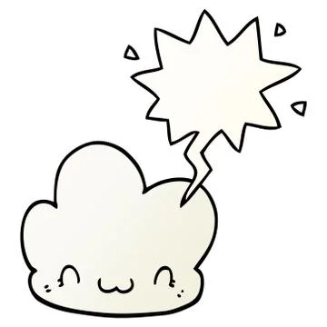 Cartoon cloud and speech bubble in smooth gradient style 스톡 일러스트