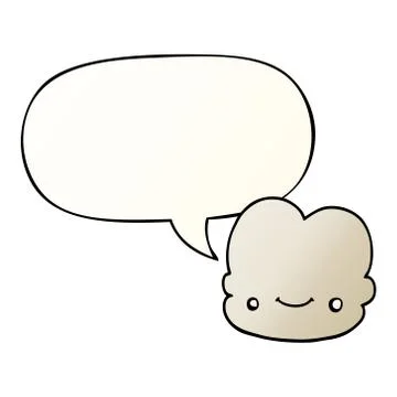 Cartoon cloud and speech bubble in smooth gradient style Stock Illustration