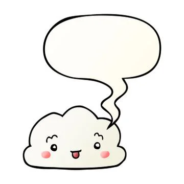 Cartoon cloud and speech bubble in smooth gradient style Stock Illustration