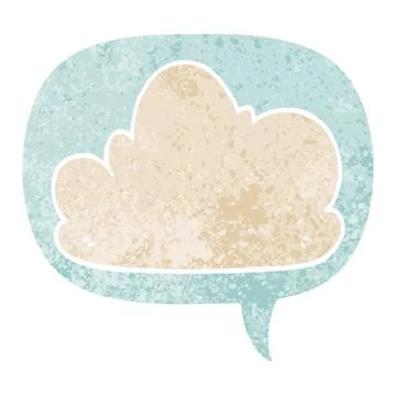 Cartoon cloud and speech bubble in retro textured style Stock Illustration