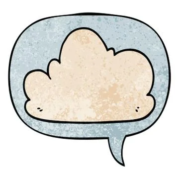 Cartoon cloud and speech bubble in retro texture style Stock Illustration