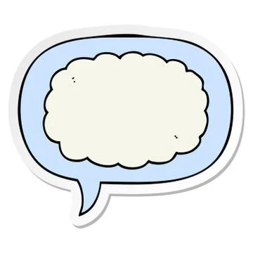 Cartoon cloud and speech bubble sticker Stock Illustration