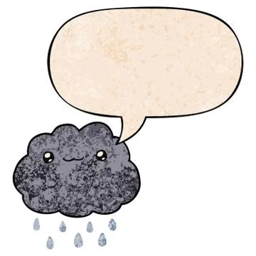 Cartoon cloud and speech bubble in retro texture style Stock Illustration