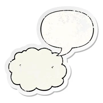 Cartoon cloud and speech bubble distressed sticker Illustrazione stock