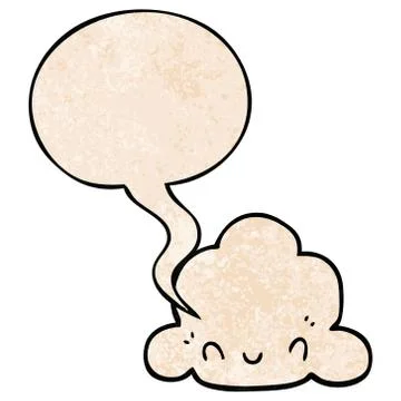 Cartoon cloud and speech bubble in retro texture style Stock Illustration