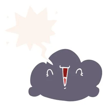 Cartoon cloud and speech bubble in retro style Stock Illustration
