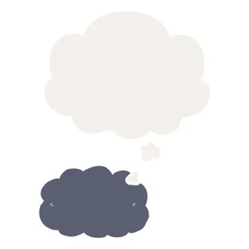 Cartoon cloud and thought bubble in retro style Stock Illustration